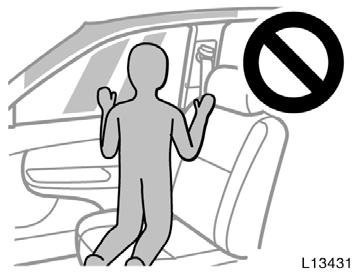 68 Do not allow anyone to get his/her head closer to the area where the side airbag and curtain shield airbag inflate, since these airbags could inflate with considerable speed and force.