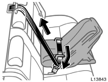 To hold the infant seat securely, make sure the belt is in the lock mode before letting the
