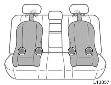 Lower anchorages for the child restraint systems complying with the FMVSS225 or CMVSS210.2 specifications are installed in the rear seat.