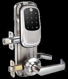 Yale Assure Lock Interconnected Locksets Features 12 lever designs and 3 finishes Available in push button, touchscreen or key free 4" or 5-1/2" center to center ANSI/BHMA A156.