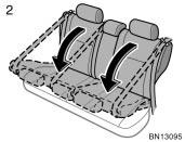 Fold down rear seat CAUTION Avoid reclining the seatback any more than needed.