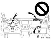 Do not put anything or any part of your baby on or in front of the dashboard or steering wheel pad that houses the front airbag system.