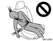 Do not allow anyone to get his/her head closer to the area where the side airbag and curtain shield airbag inflate, since these airbags could inflate with
