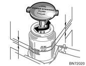 If the level is low, add SAE J1703 or FMVSS No.116 DOT 3 brake fluid to the brake reservoir. Remove and replace the reservoir cap by hand. Fill the brake fluid to the dotted line.