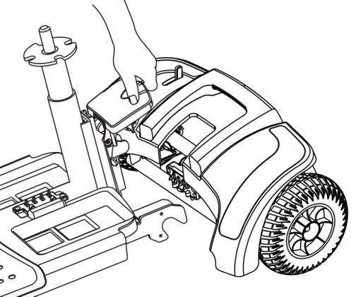 1. Ensure the freewheel mode lever is in the drive position. 2. Set the rear section in the up position and make sure the hook for the front section is connected to the axle of the rear section.