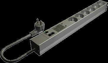 VI. System Accessories Electronic Components Monitored PDU intelligent power distribution in the rack Strong and compact aluminium casing 1-phase and 3-phase versions Capacity range from 3.