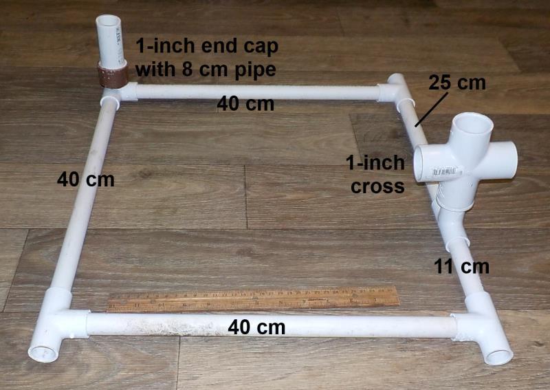 Elevator: The elevator is constructed from 1/2-inch PVC pipe with two sections of