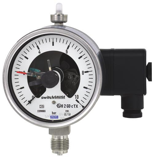 Mechatronic pressure measurement www.materm.si tel: 02 608 90 10 Bourdon tube pressure gauge with switch contacts Models PGS23.1x0, stainless steel version k Applications WIKA data sheet PV 22.