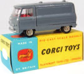1690 Lot 1691 1691 Corgi, 1121 Chipperfields Circus Crane Truck, red, blue hubs and raised logos, grey tinplate jib and hook, leaflet and 2 packing pieces (NM,BVG) 80-120 1692 Corgi, 438 Land Rover