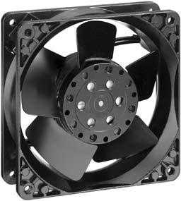 Series 00 N 9 x 9 x 38 mm Technology AC fans with external rotor shaded-pole motor. Impedance protected against overloading. Metal fan housing and impeller Air intake over struts.