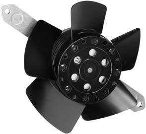Series 40 TA 3 Ø x 37 mm Technology AC fans with external rotor shaded-pole motor. Impedance protected against overloading. Impeller and mounting bracket of metal. Air intake over mounting bracket.