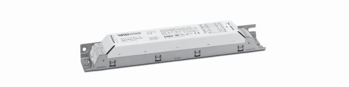Electronic ballasts for compact fluorescent lamps Electronic Built-in Ballasts for T8 Lamps ELXc Warm Start Casing: metal DC voltage for operation: 176 264 V for ignition: 198 264 V Power factor: 0.