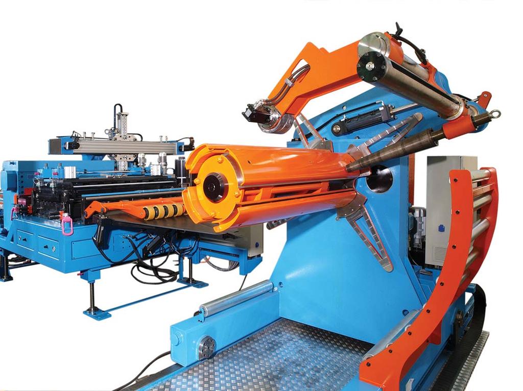 Coil feed lines Transfer presses automated by Mecânica Exacta are equipped with coil feeding lines in a compact