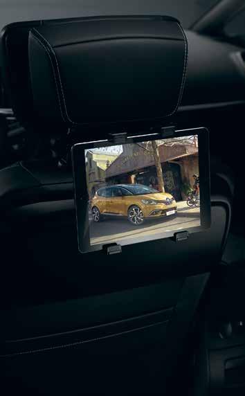 Video 01 Tablet holder Easily attaches to the headrest, allowing your rear passengers to comfortably view video content on touchscreen tablets between seven and ten inches.