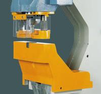 The workpiece is pushed to the CNC controlled stop, after punching the stop goes to the next position punch holder, minimum deform stripper, bolster multi-vee bending