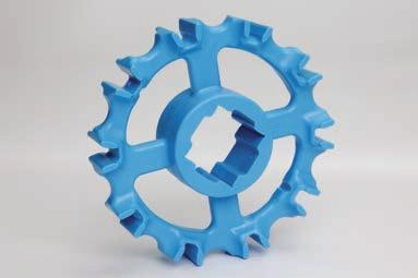 DRIVE AND IDLE END COMPONENTS No. of Teeth Pitch Dia. Pitch Dia. Outer Dia. S8050 EZ Clean Molded Acetal Sprocket Data a Outer Dia. Hub Width Hub Width Available Bore Sizes U.S. Sizes Round Square Metric Sizes Round Square 6 4.