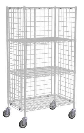 Enclosure Panels An efficient way to secure shelf contents by enclosing the backs and sides of wire shelving units. Used for both stationary & mobile applications.