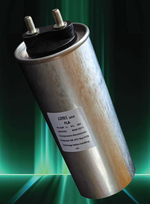 The FLA series uses metallized polypropylene dielectric, aluminum can, impregnated with soft PU specially treated to have a very high dielectric strength in operating conditions up to 85 C.