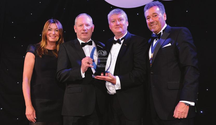 NTDA TYRE INDUSTRY AWARDS 2016 NTDA TYRE INDUSTRY AWARD WINNERS 2016 From left to right: Suzi Perry, Mike Curry, (Sales Director at sponsor The Parts Alliance), award winner Bridgestone s MD Robin