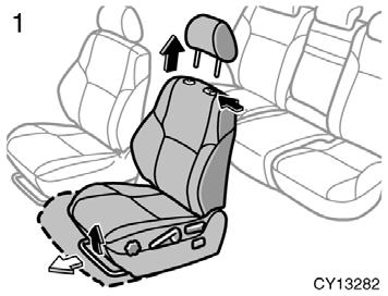Flattening seatbacks (manual seat) CAUTION Avoid reclining the seatback any more than needed.