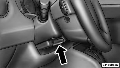 148 UNDERSTANDING THE FEATURES OF YOUR VEHICLE Push down on the lever to unlock the steering column. With one hand firmly on the steering wheel, move the steering column up or down, as desired.