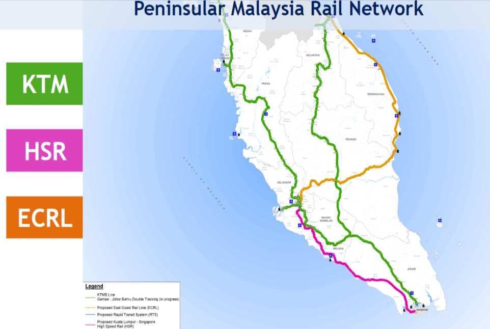 Route : 1,556km Track : 2,330km Kuala Lumpur Singapore 6 Stations (Putrajaya, Seremban, Ayer Keroh, Muar, Batu Pahat and