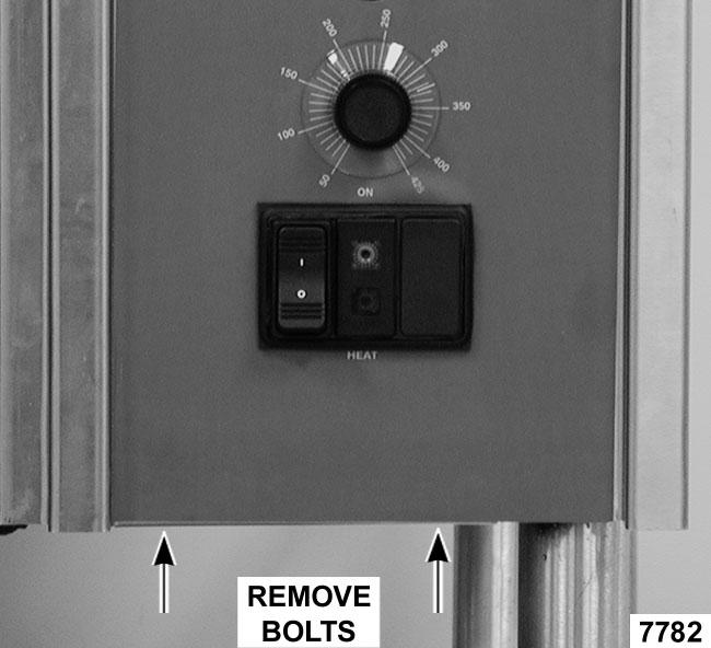 ELECTRIC BRAISING PANS - REMOVAL AND REPLACEMENT OF PARTS 5. Tilt bottom of control panel outwards and pull down. NOTE: The control panel should be supported to remove lead wire strain. 6.