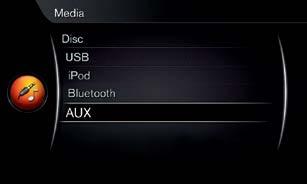 How do I connect an external audio device? Connect the device using the AUX or USB sockets in the tunnel console. In the media mode s normal view, press MEDIA.