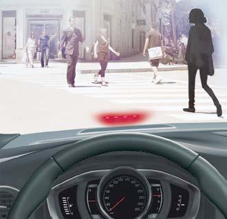 02 The optional Pedestrian and Cyclist Detection with Full Auto Brake system has a feature that helps detect pedestrians and applies the brakes to help
