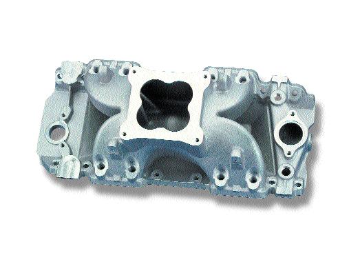 AIR SYSTEMS CHEVROLET MANIFOLDS Part # Machined for standard deck blocks High rise/dual plane design Idle-6500 RPM power band 396, 402, 427, 454, 502 Oval Port V8 0-9022 (800 CFM); 0-80443 (850 CFM);