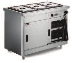 bottom tank of bain marie section Adjustable leg option All 670 Series models are available as static or mobile versions Sturdy stainless steel top ideal for plating and garnishing and for use as a