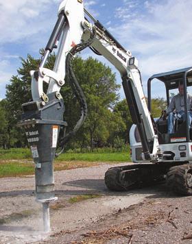 As many as four different hydraulic breakers, depending on excavator model, deliver from 60 to 1000 foot-pounds of impact energy for demolition projects.