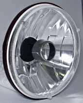 Forward Lighting Halogen 7" Round Complex Reflector Die-cast aluminum housing Solid glass lens with chrome bulb shield for maximum performance Up to 60% more light output than standard sealed beam