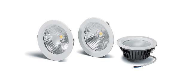 Prime K L 6" Indoor LED recessed mounted downlight with aluminium reflector Reflector: Ø 165 mm, aluminium Material: aluminium diecast Powder coating: epoxid Flange colour: white (RAL 9003) Front