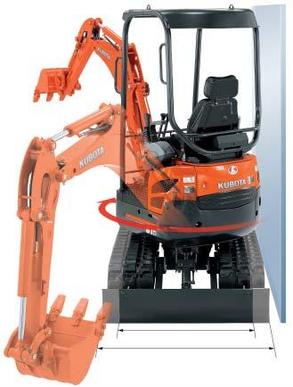 The compact U15-3 is designed for just that kind of task, with zero tail swing, a variable track width, and a wealth of other performance features that let you work at maximum efficiency at all times.