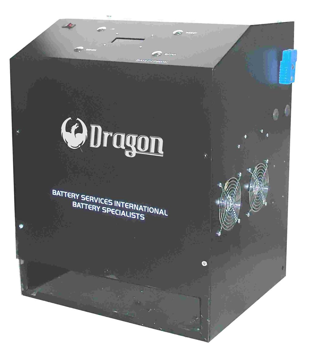 DRAGON FORKLIFT CHARGER Guaranteed Safe Reliable Effective Forklift Battery Can charge any 24, 36, 48, 72, 96 volt industrial battery or 48 cells connected in series.