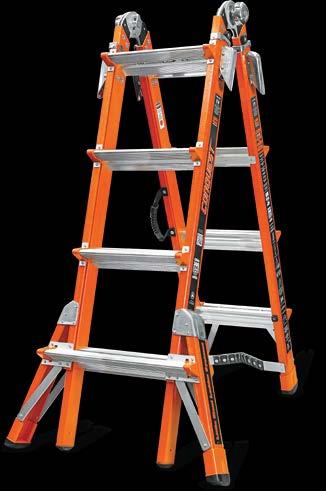 VERSATILE, NONCONDUCTIVE Use as stepladder, extension, and