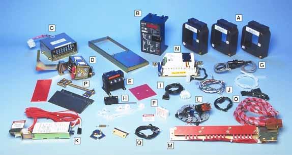A. Sensors B. Trip Unit C. Aux. CT Module D. Direct Trip Actuator (DTA) E. CPT Kit (Optional) F. Rating Plug G. HV Wires H. Aux. Switch I. Aux. CT Harness J.