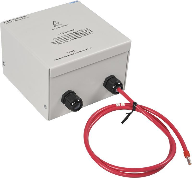 Solar Array Junction Box 66150-10 The Solar Array Junction Box contains a 150 V dc - 8 A circuit breaker that also functions as a dc disconnect switch.