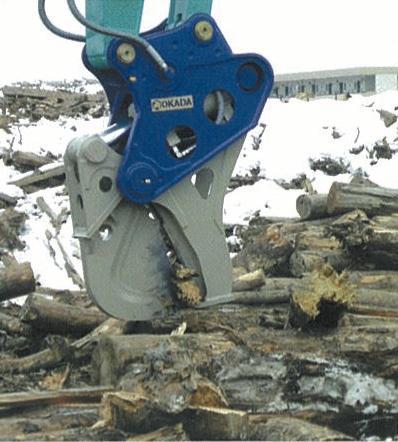 OMC Series Wood smasher Available for 11 22 ton class excavators. Unique blade shape efficiently processes wood, long logs, troublesome stumps, root balls, etc easily and holding it in the arm.