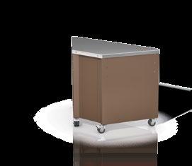 BASIC LINE AE-V Exterior corner, variable With stainless-steel top surface Angle variable, freely selectable between 45 and 90 Castors 75 mm in diameter, 4 twin steering castors, 2 of which have