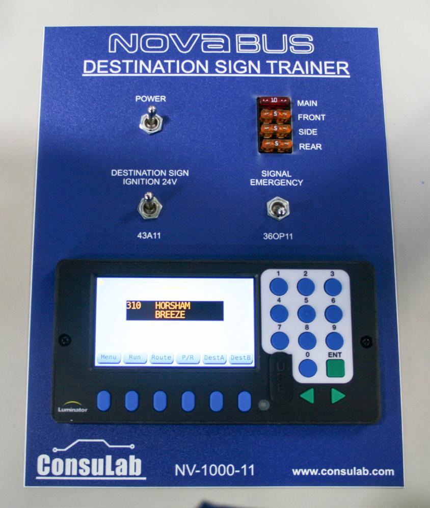 bus. Control unit with usb port for destination message download.