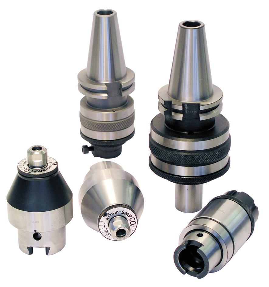 Efficient production of bores accurate in dimensions and design on single-spindle and multi-spindle machines. RÖHM designed special floating chucks for reamers with internal coolant supply.