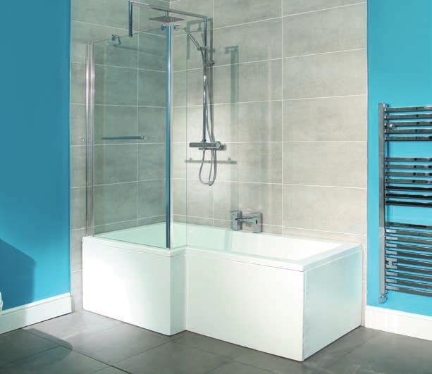 BATHS - Shower 8 Jet Air Spa Left Hand Shower Bath L Shape Shower & Whirlpool Right Hand Walnut