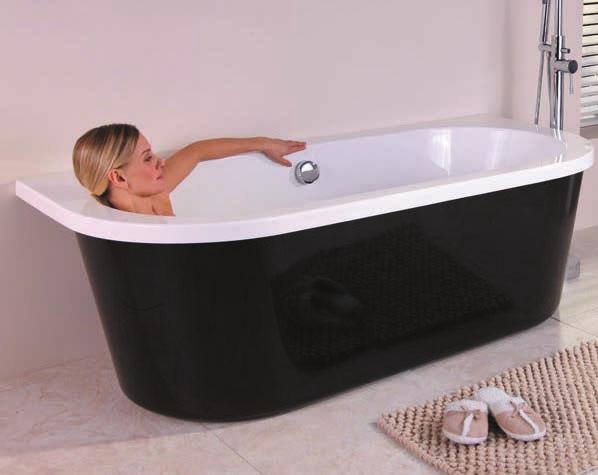 L 1800 W 840 H 620 mm 9806 Dee Black Surround This Dee free standing bath with black surround can