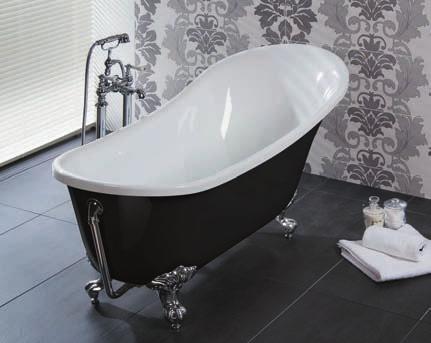 L 1685 W 780 H 570 mm 5839 Lunar Luxury White This Luxury 1620mm Slipper Bath is a mix of contemporary and traditional design.