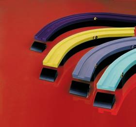 CURVES AND STRAIGHT TRACKS Magnetflex curves are available in four different materials. The standard material, Combi-A, is a high grade of polyethylene.