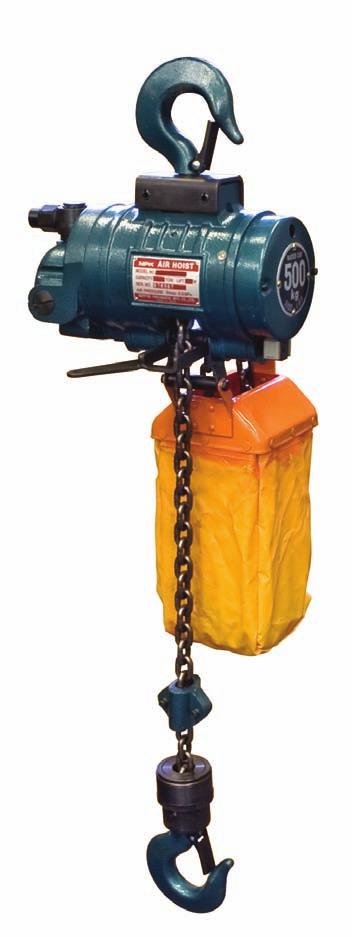 Air hoists are extremely useful in hazardous environments where electrical hoists are prohibited. Features external brake adjustment, exhaust muffler, builtin lubricator and swivel mounted air inlet.