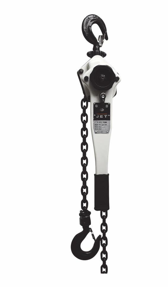 JET JLP Series Lever Hoists Economical lever hoist designed for years of troublefree operation 3/4ton to 6ton capacities,, and lifts available All steel construction with a durable powder coat finish