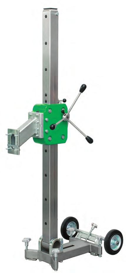 with leveling screws Column up to 60 for- and backwards inclinable Column, foot plate and rolls made of